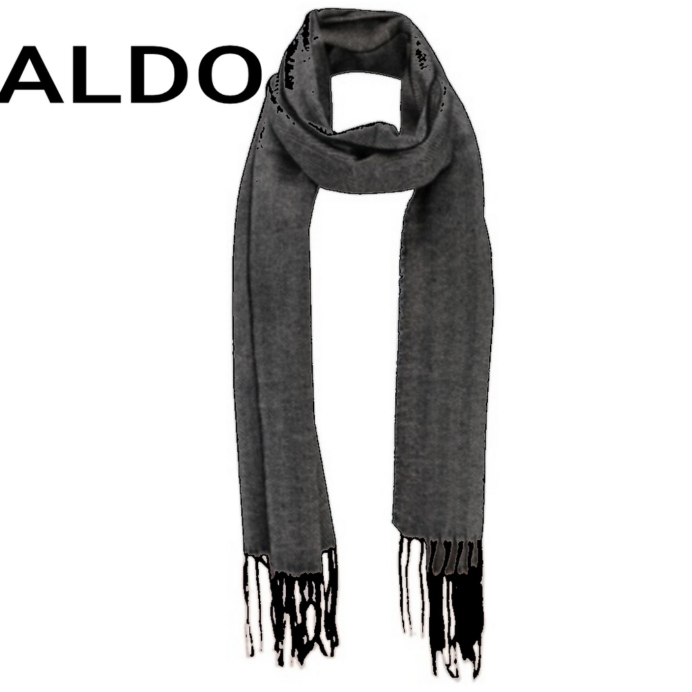 Gray Aldo Scarf Herringbone Black Fringe